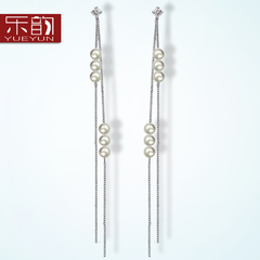 Music new 925 Silver Pearl tassel earrings long simple ladies hypoallergenic jewelry Japanese and Korean temperament earrings