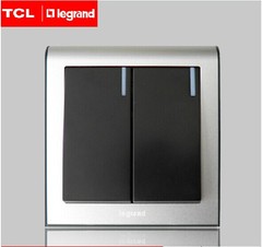 TCL罗格朗K5经典（黑框玉石银边 黑芯）二位单控开关 正品销售