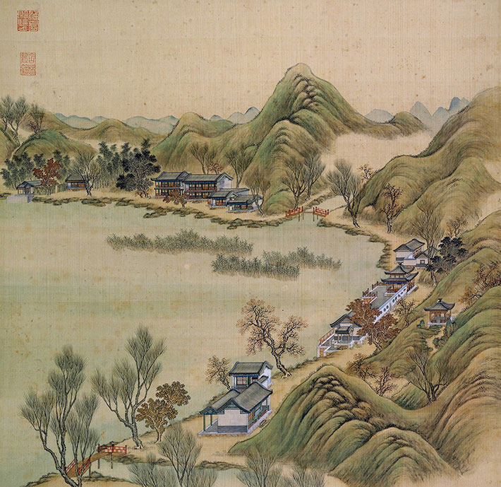 中国古代名人书画圆明园四十画芯40cm装饰画心国画