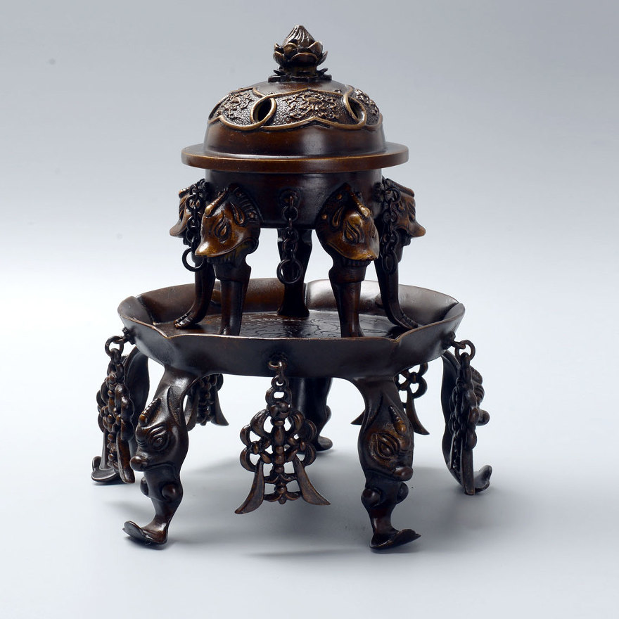 卧龟莲花纹五足熏炉 巧生炉 工美大师 非遗传承人陈巧生