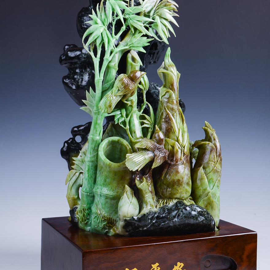 【竹报平安】薛天空玉雕工作室出品独山玉摆件