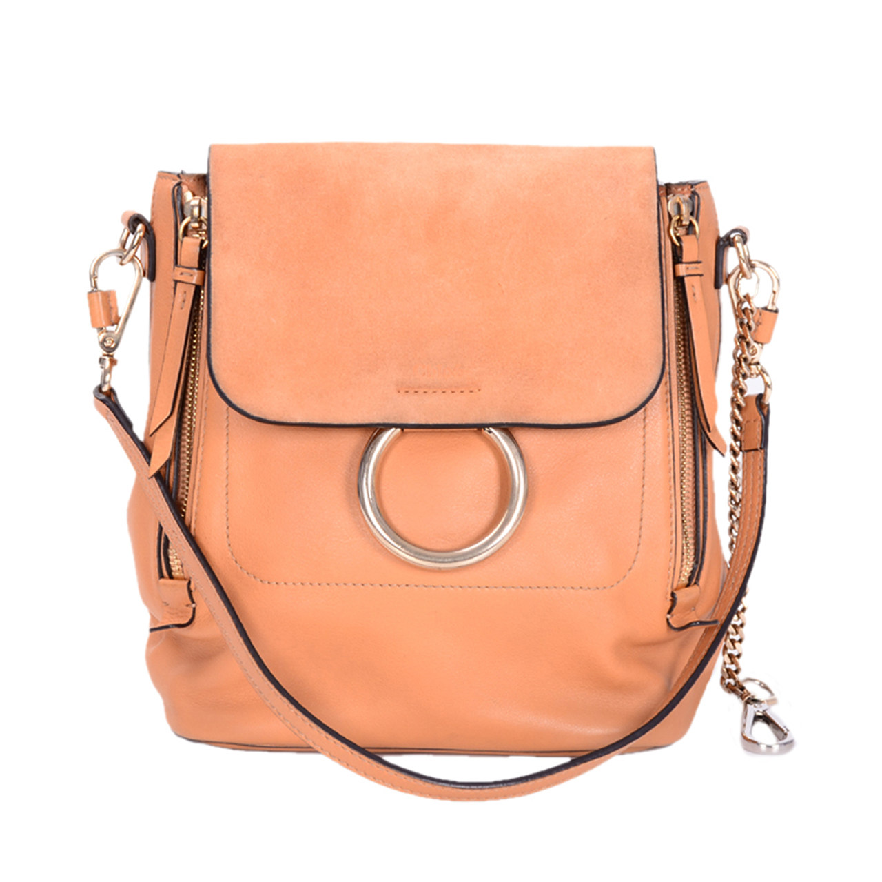 [9.8新]克洛伊chloe女士小号焦糖色双肩包aab1806042