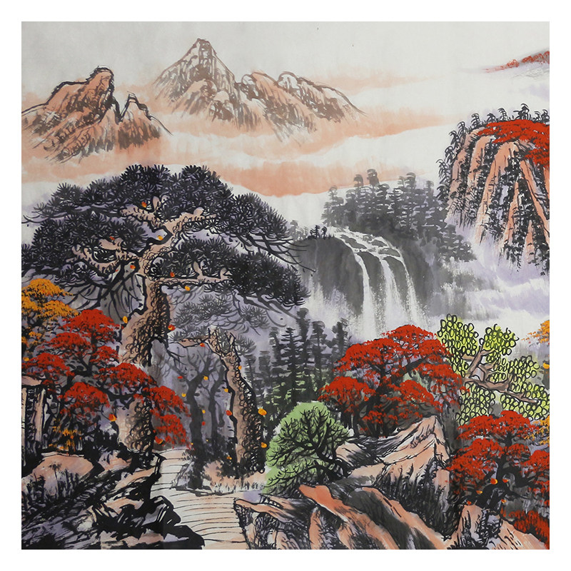 【即刻拍】周雪桂《鸿运当头》水墨书画山水拍卖收藏郑之鼎m107