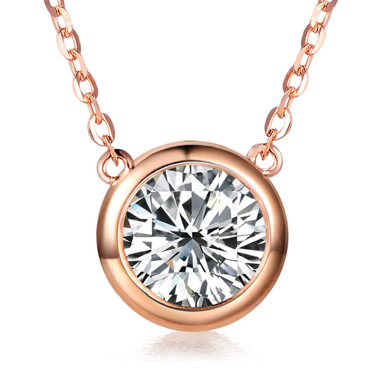 周鑫鑫 0.35克拉 k-l色si净度 18k玫瑰金 南非钻石项链女款锁骨链