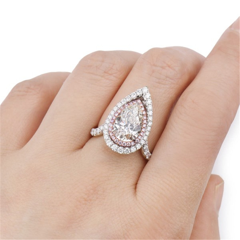 【水滴形白钻戒】3.00克拉j色vvs1净度18k金钻石戒指 hrd证书