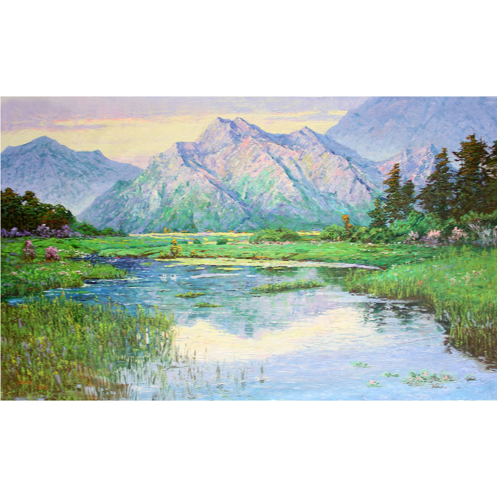 (朝鲜)房贤《碧水蓝天》平壤美术大学 y