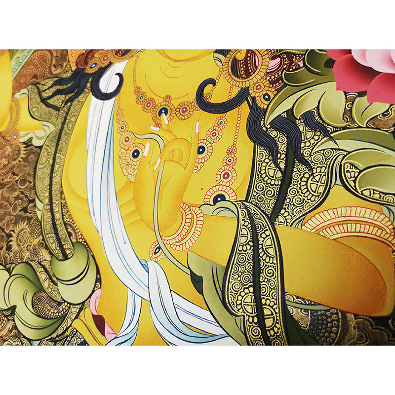 精品大幅彩绘描金三怙主多尊唐卡1646 kalam lama