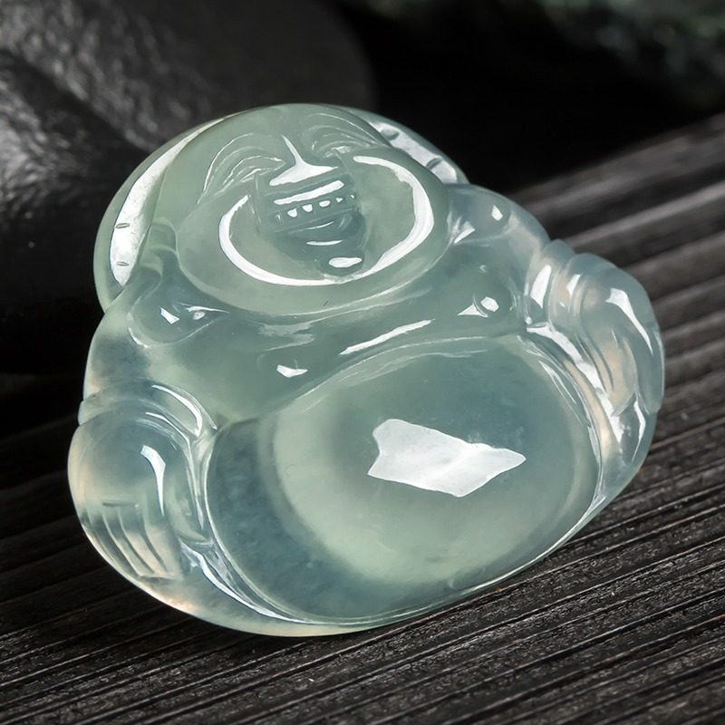 【源头好货-四会】f天然a货翡翠冰种水润坐佛吊坠