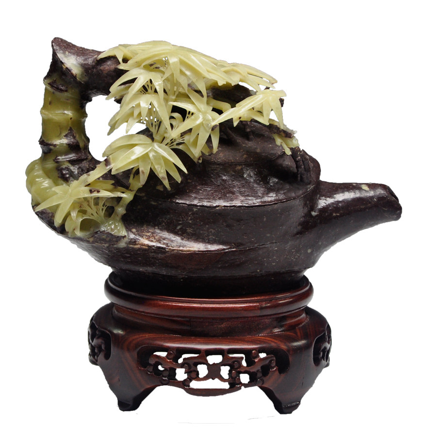 【即拍即得】青田石雕摆件《毛竹》 创意独特 收藏 黑白分明