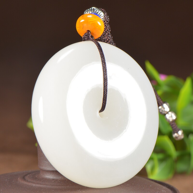 【寓意:平平安安】和田玉羊脂玉经典款平安如意扣挂件75克