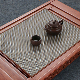新品草编长方形漏茶垫子茶盘隔茶渣垫茶道具废水护垫拼接茶壶茶席