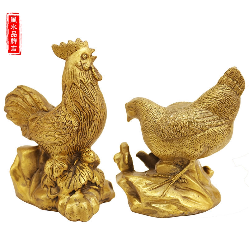 吉祥纯铜鸡摆件 公鸡母鸡 风水铜器促家庭和谐婚姻美满化桃花饰品