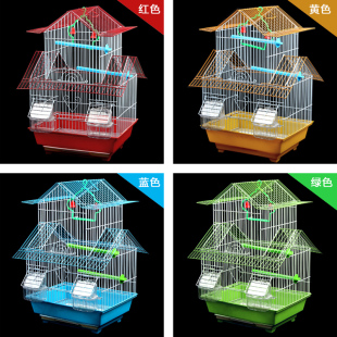 新品虎皮鹦鹉鸟笼牡丹黄桃大号别墅笼子文鸟珍珠小号铁艺金属豪华