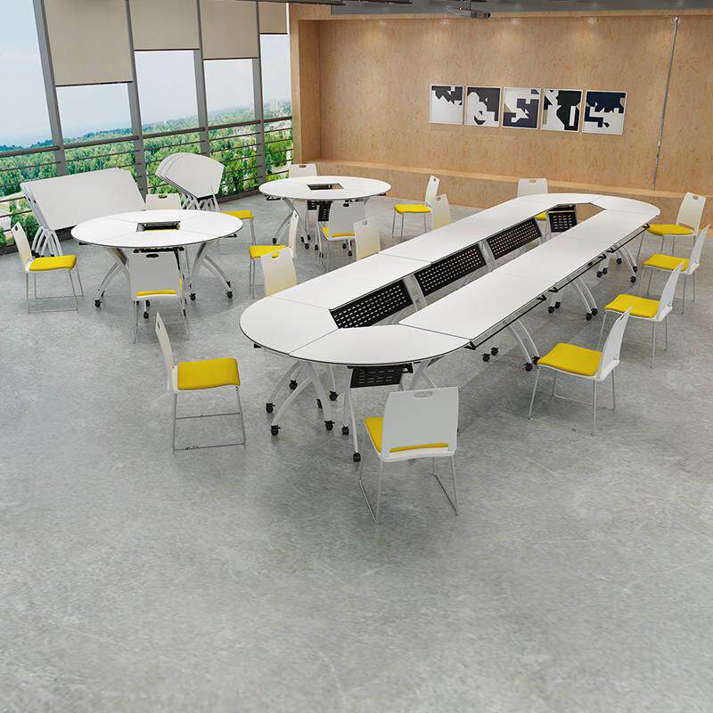 移动摺叠培训桌自由组合会议桌拼接侧翻长条桌多功能学生课桌椅