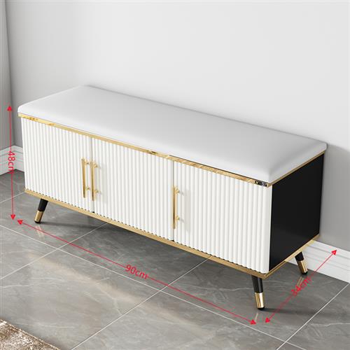 新品换鞋凳家用门口多功能实木对b开门白色鞋柜一体坐凳轻奢卡座