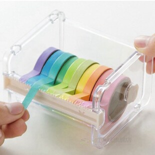 速发Desktop Tape Cut Dispenser Washi Tape Storage Box Simple