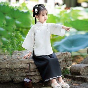 推荐儿童23年夏季新款短袖汉服套装宝宝两件套中国风民族女童网红