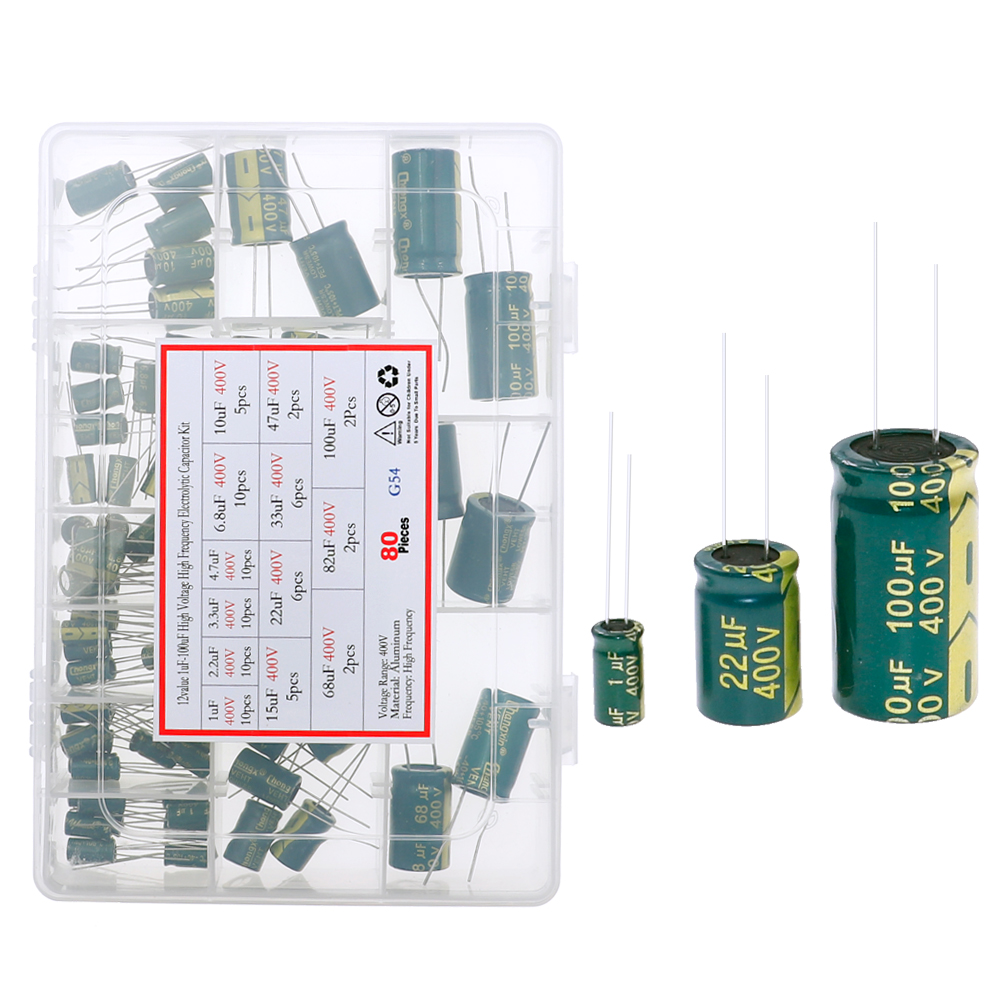 13种80个(1uF~100uF)频低阻铝电解电容器400V压插件电容套件