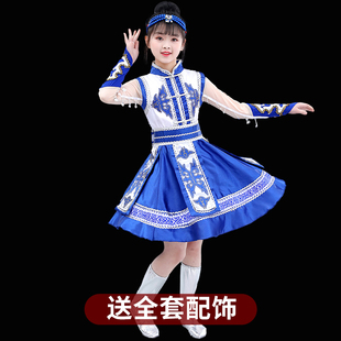 轻奢蒙古族儿童服装半袖夏季童装男童蒙古袍民族舞蹈六一演出表演