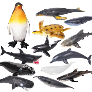 速发超大软胶仿真海洋动物模型海底世界生物大白鲨蓝鲸鱼企鹅海龟
