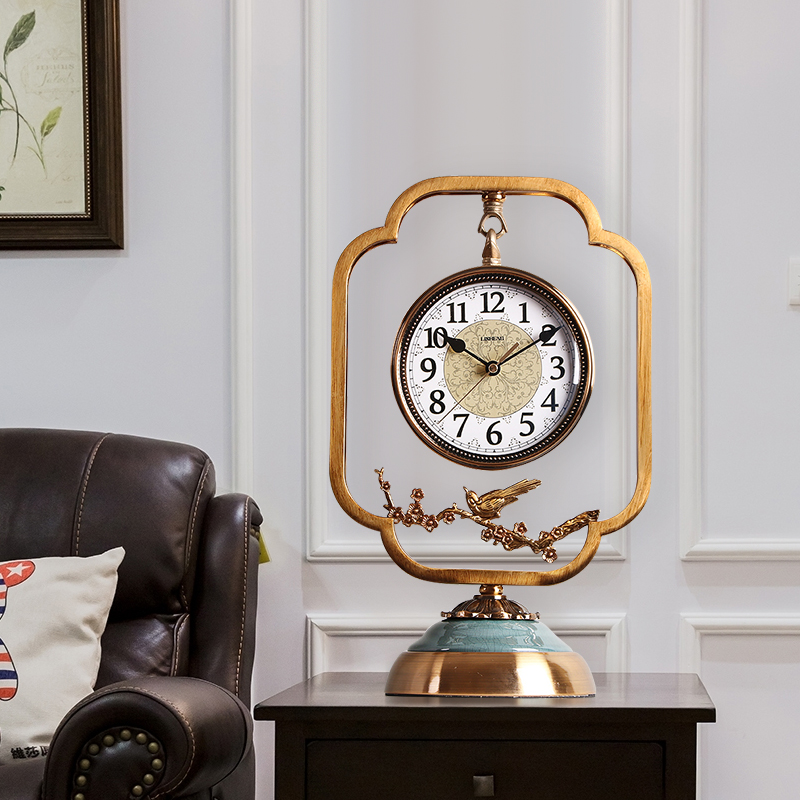 新中式钟表座钟欧式摆件时钟美式复古客厅静音家用时尚个性台式钟