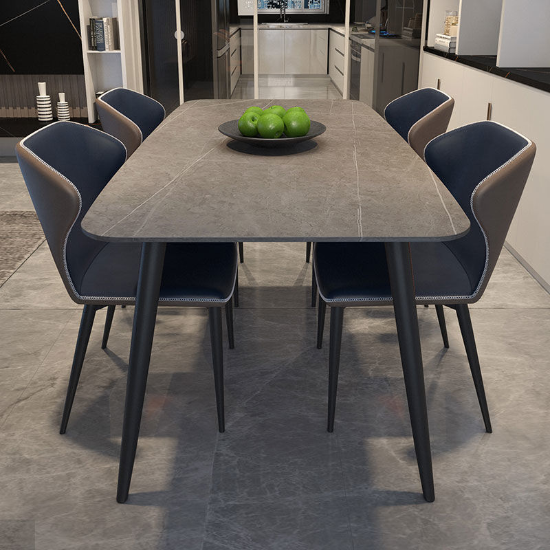 北欧岩板餐桌轻奢现代简约环保家用小户型意式长方形餐桌椅组合