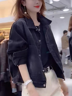 黑色牛仔外套女薄款2023年春季新款韩版时尚百搭宽松显瘦洋气上衣