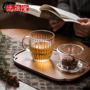 厂家绿茶玻璃杯家用女士精致茶杯办公室高颜值过滤泡茶杯耐热加厚