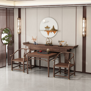 新中式实木条案黑檀玄关桌中堂六件套供桌高端供台客厅八仙桌神台