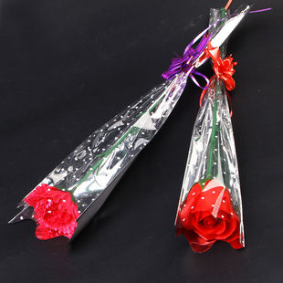 厂家大号单支银光袋玫瑰花康乃馨一支单只鲜花包装袋透明塑料包花