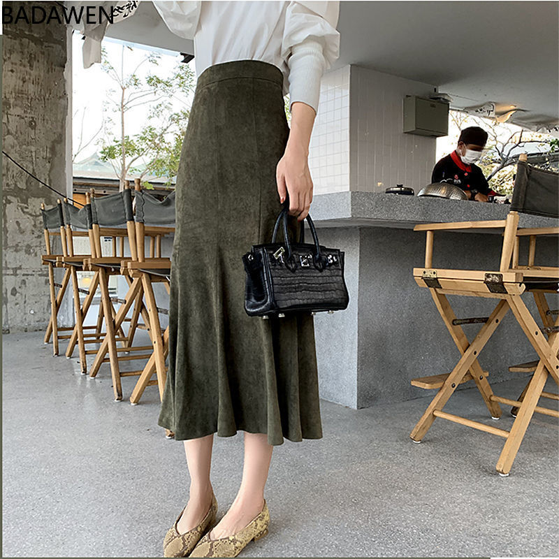 推荐2021 New Fashion Women Long Skirts Vintage Mermaid High