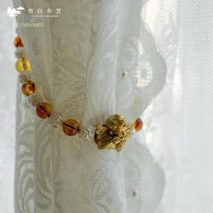 新品小天使复古法式美式装饰磁吸窗帘绑带珍珠琥珀免打孔纱帘收纳