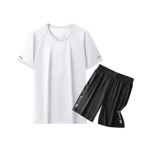 健身衣服男冰丝运动套装夏季薄款快干透气T恤篮球装备跑步训练服