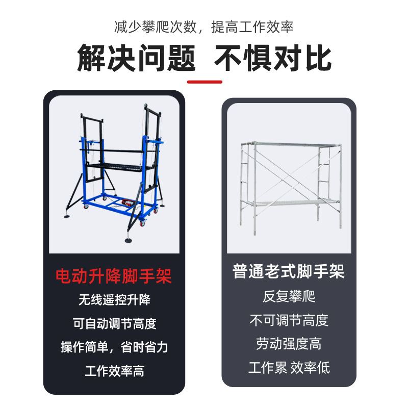 新品厂销电动脚手架折叠式活动升降平台遥控升Q高机工地施工登高