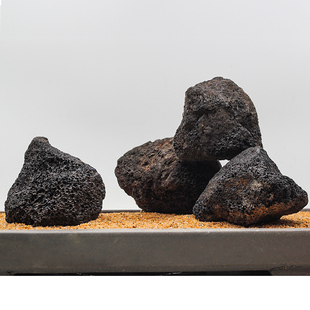 鱼缸火山石造景天然大块黑色火山岩草缸装饰真石头大假山成品套装