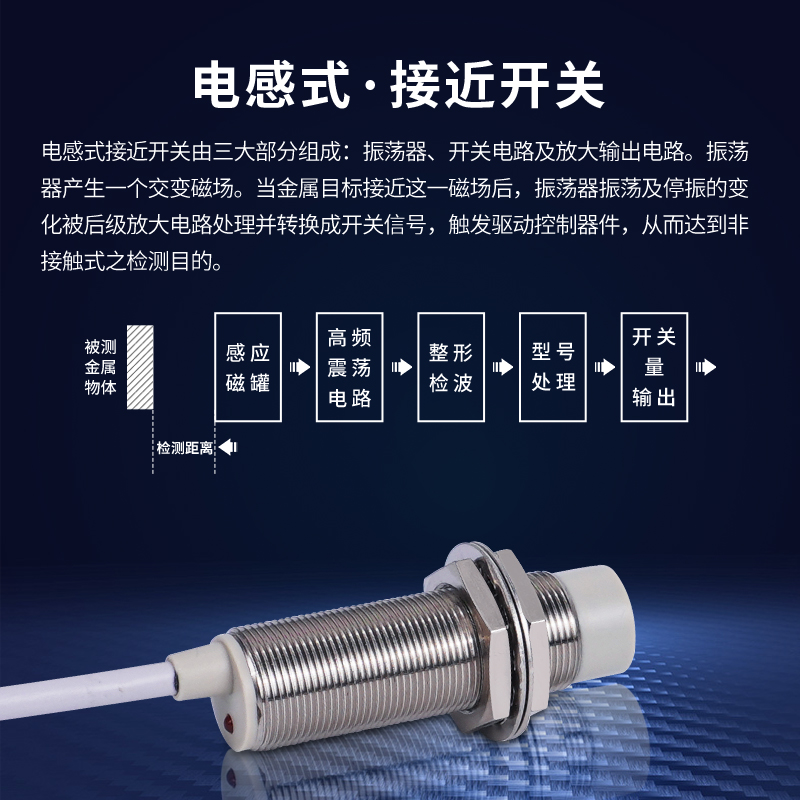 蝶轩接近开关LJA18M-10N1长圆柱电感式金属传感器NPN直流三线常开