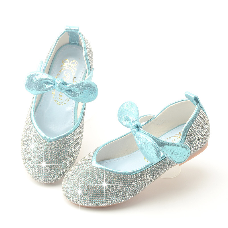 速发Spring Kids Mary Janes Flat Shoes Shiny Princess Shoes