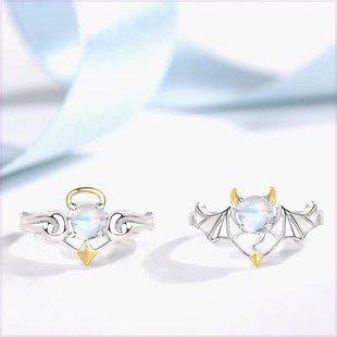 新品.Fashion Angel and Devil Wings Couple Ring for Women Got