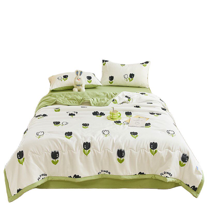 夏季a类小清新四件套全棉空v调被夏凉被纯棉床裙床单薄被子可机洗