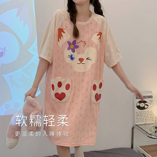 哺乳睡裙夏季薄款产后喂奶纯棉春秋产妇生产服裙住院孕妇月子睡衣