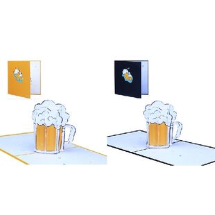 速发3D Pop Up Father's Day Card Beer Mug Blessing Message