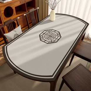 新中式椭圆形桌垫实木可折叠伸缩圆桌餐桌布客厅茶几X布古典高级