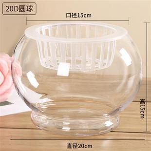 急速发货客厅透明玻璃花瓶植物水培容器大号水养绿萝花盆器皿圆形