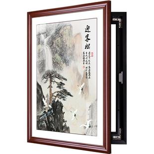 速发新中式电表箱装饰画免打孔竖款配电箱挂画电闸箱开关遮挡盒大