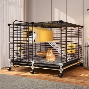 速发兔子笼子家用大号双层室内养兔专用清理托盘荷兰猪笼二层平台