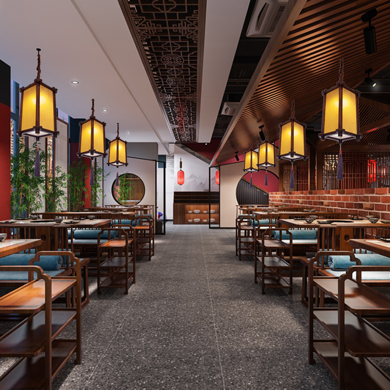 新中式实木定制印字广告餐厅酒店走廊过道开业室内户外灯笼小吊灯