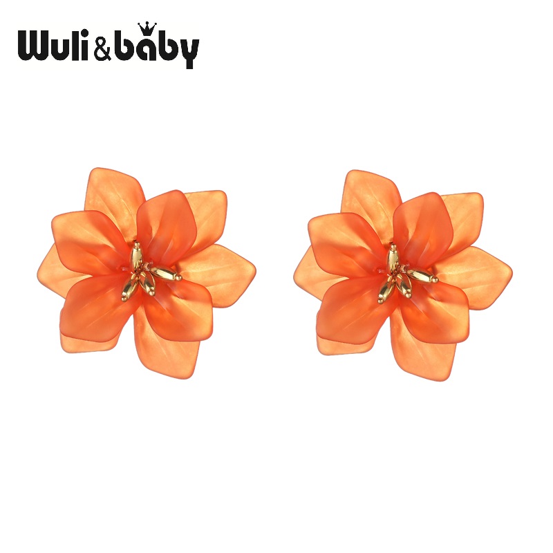 速发Wuli & baby Hyperbole Flower Earrings Women Acrylic Big