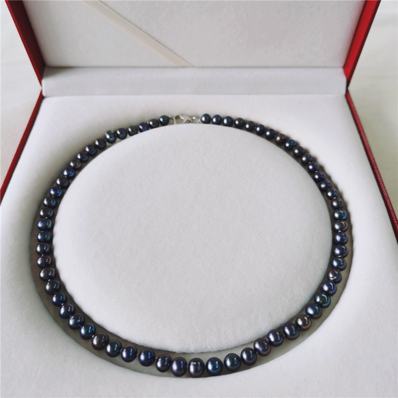 速发DAIMI Freshwater Pearl Necklace 6-7mm Natural Thread Pea