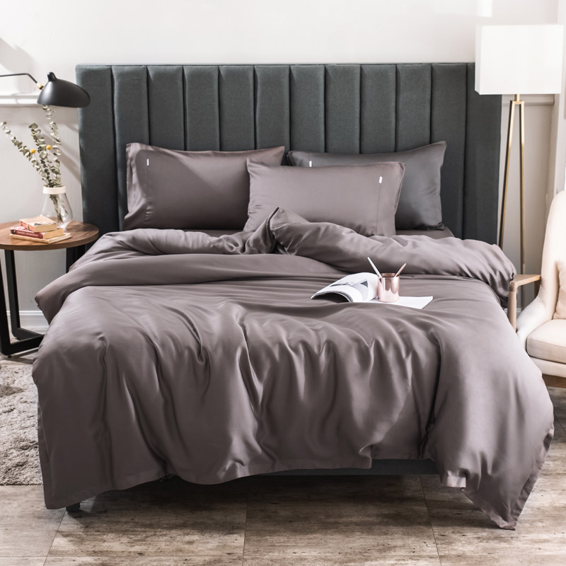 新品高端60支莱赛尔纤维双面天丝牀笠式四件套美式纯色丝滑凉爽