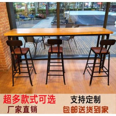 现货速发高脚店铺长方形实木吧台桌椅桌窄餐饮长条墙边窄桌子条桌